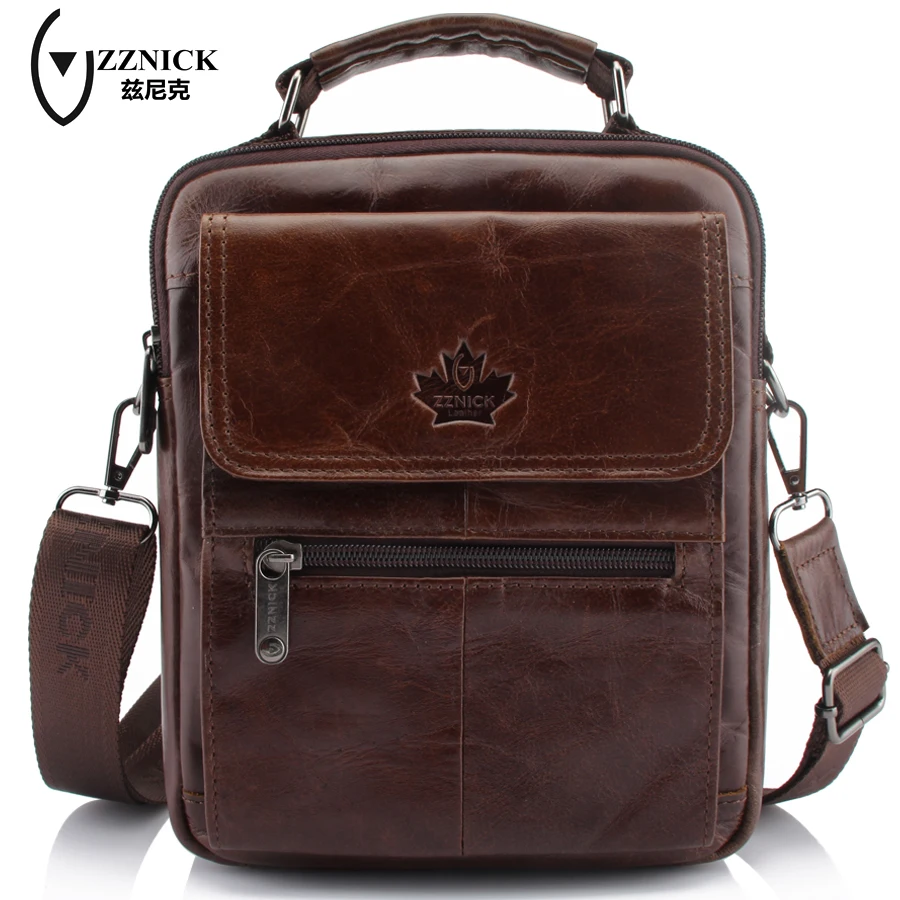 ZZNICK Genuine Leather Shoulder Bags Fashion Men Messenger Bag Small ipad Male Tote Vintage New Crossbody Men's Handbags |