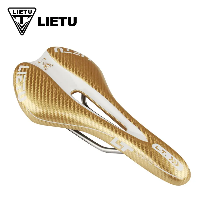 GOLD AND WHITE Велосипед LIETU седло шоссейный горный велосипед карбоновое волокно седло для велосипеда Велосипедное Сиденье подушка покрытие противоскользящая Водонепроницаемая подушка - Цвет: GOLD AND WHITE