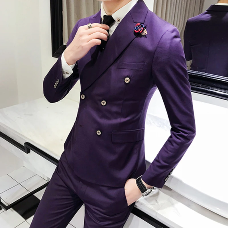 Мужской костюм для свадьбы серый приталенный из 3 предметов (пиджак + жилет брюки)