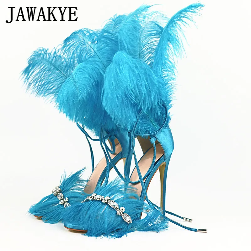

2019 г., пикантные женские босоножки с кисточками и перьями, украшенные кристаллами вечерние на высоком каблуке-шпильке
