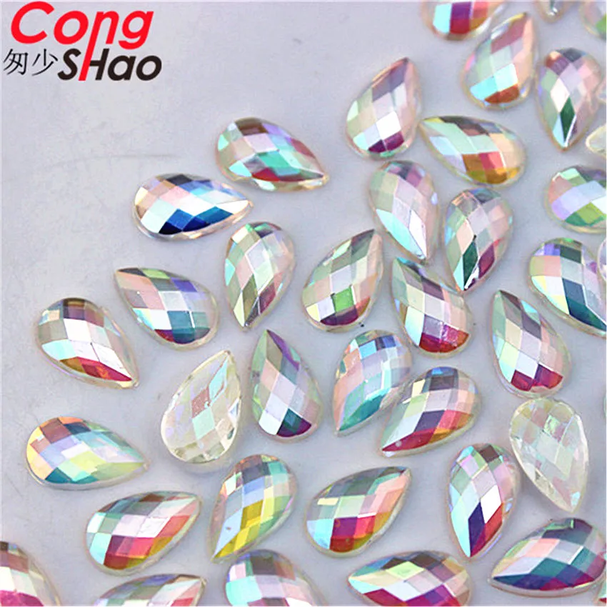 Прозрачные Акриловые стразы Cong Shao 500 шт. 6*10 мм прозрачные AB с плоской задней