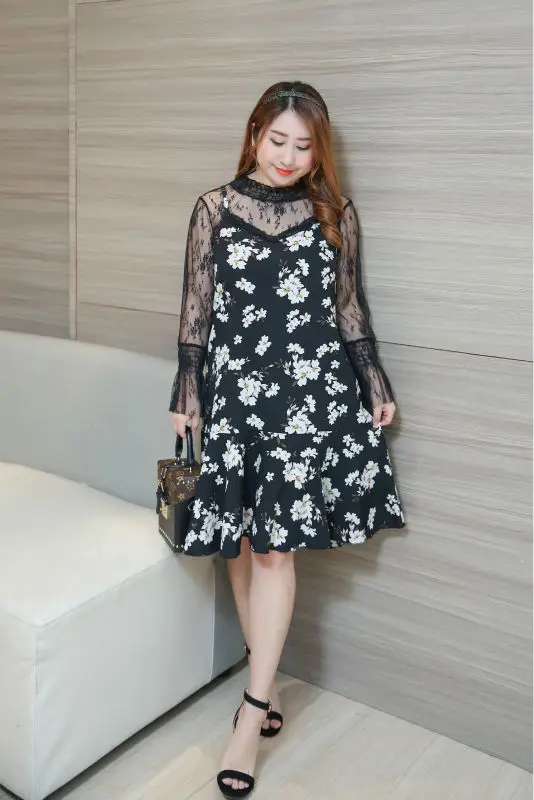 Женское контрастное платье MINSUNDA летнее с цветочным принтом и вставкой