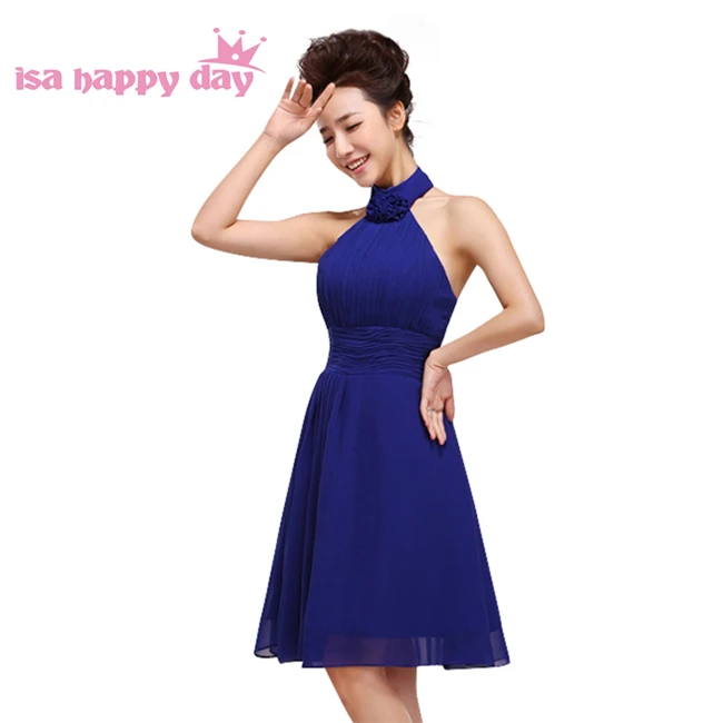 Платье подружки невесты из шифона с лямкой на шее в стиле кантри милое платье