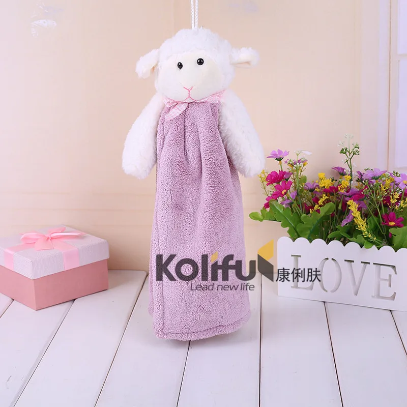 Cute Animal New Candy Colors Soft Coral Velvet Cartoon High Quality Bath Towel Be Hung Kitchen Used Wipe Washcloths KLF050 | Дом и сад