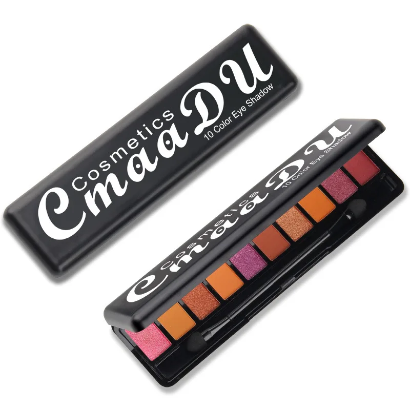 Палитра теней для век 10 цветов водостойкая пигментная пудра мерцающие матовые