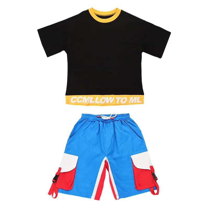 Новинка модный костюм в Корейском стиле джаз хип-хоп Детская футболка для
