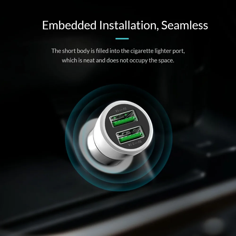 Автомобильное зарядное устройство ORICO Mini USB для планшетов 2 1 А быстрое с двойным