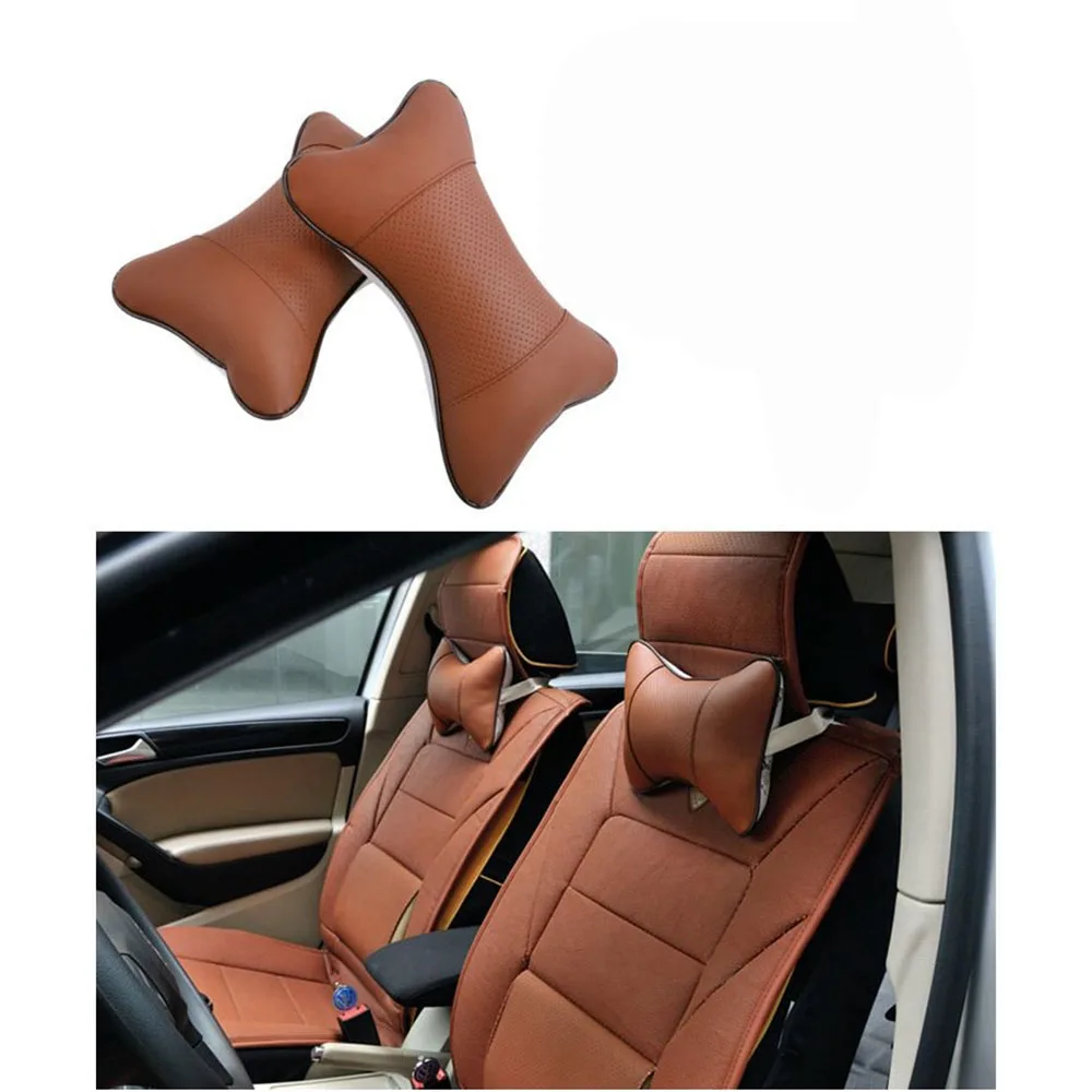 Автомобильная подушка 2 шт. кожаный подголовник для шеи супермягкий чехол из пены