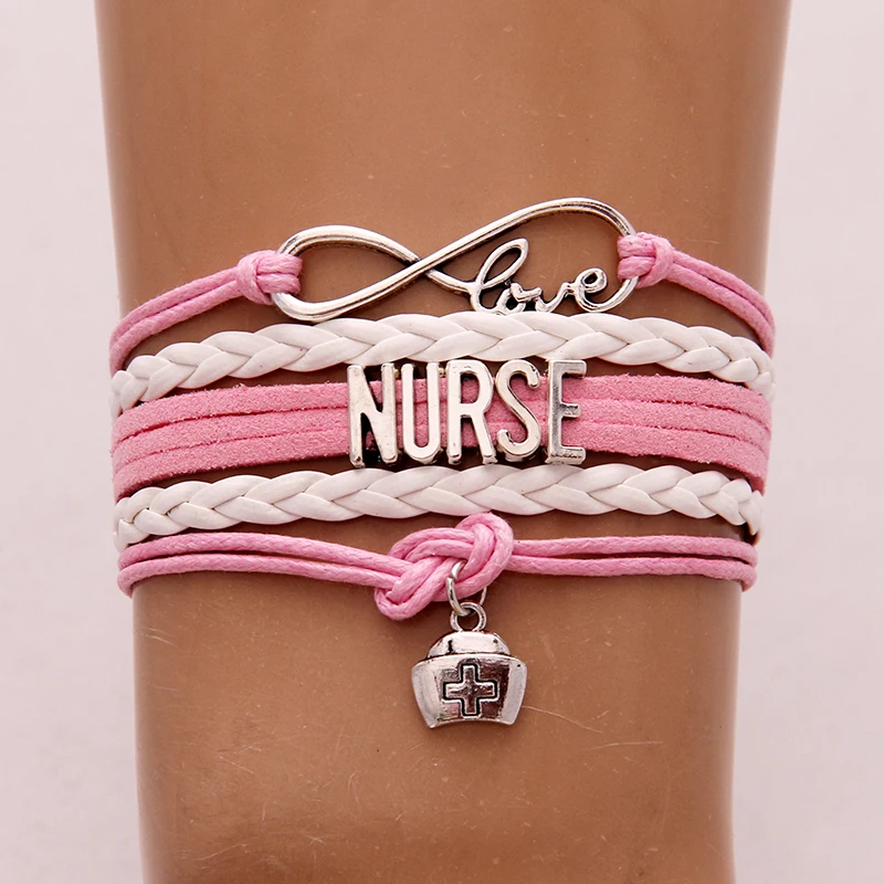 Браслет с надписью nurse Infinity Love плетеный кожаный браслет для медсестры