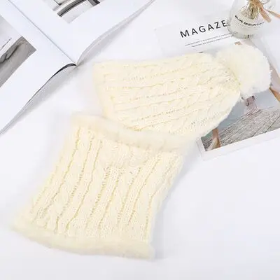 MAERSHEI зимние Skullis Beanies набор шапки и шарфа с помпоном для женщин и мужчин шерстяная шапка s Балаклава маска Gorras Bonnet вязаная шапка - Цвет: White