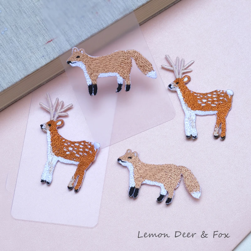 Нашивки Maxsin с вышивкой в виде оленя и лисы для детской одежды нашивки сделай сам