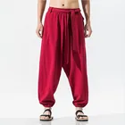 Мужские брюки в японском стиле, повседневные свободные широкие брюки с поясом, однотонные брюки с карманами, большие размеры, лето-осень 2022