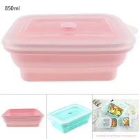 850ml rectangle lunchbox scalable folding bento silicone box case eco friendly fresh fruit food container kitchen tool