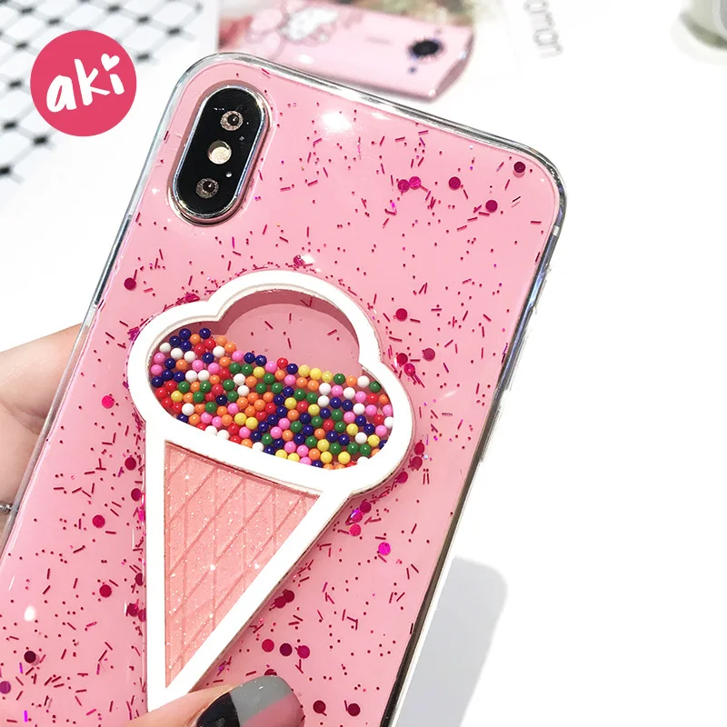 Чехол для телефона с блестками iPhone 6 6S Plus Розовый Блестящий Мягкий чехол X 7 8 |