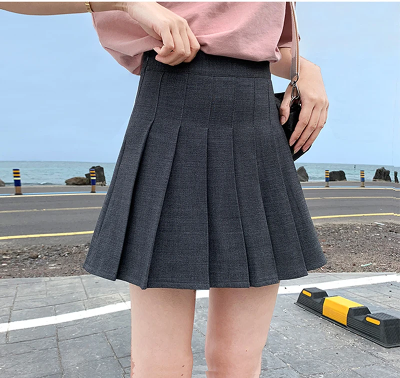 Sexy Womens Pleated Mini Skirt Schoolgirl Short Dress Cosplay Club Costume Solid Color Mini Skirts Faldas Mujer Moda plus size