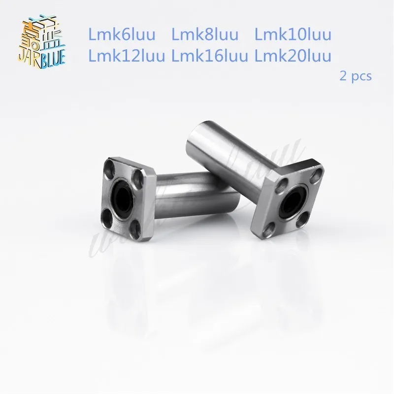 2 шт. квадратные Фланцевые Линейные подшипники Длинные Lmk6luu Lmk8luu Lmk10luu Lmk12luu Lmk16luu