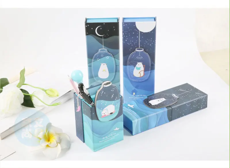 С рисунком милого медведя в Корейском стиле Kawaii Многофункциональный Карандаш чехол s школьный Карандаш Чехол складывающаяся ручка коробка Карандаш Чехол Канцелярские сумка, школьные принадлежности