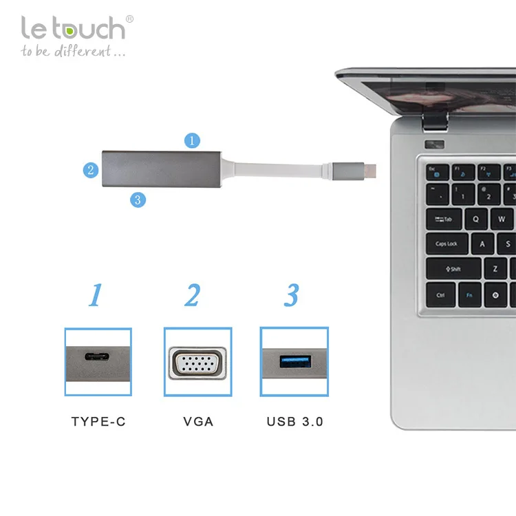 Адаптер с USB C на VGA/USB 3 0 Type VGA концентратор поддержкой 1080P функцией зарядки DP