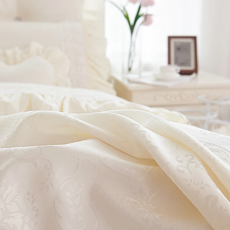 Кружевное постельное белье принцессы с цветочным рисунком жаккардовый Комплект