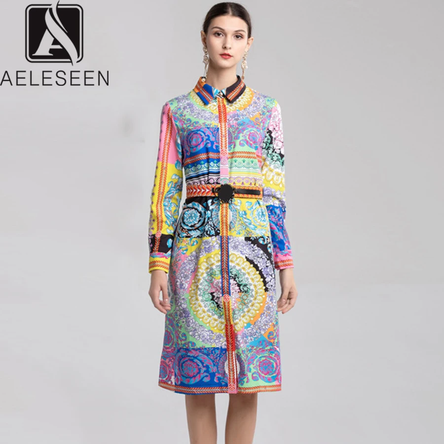 Женское винтажное платье AELESEEN элегантное дизайнерское с длинным рукавом и