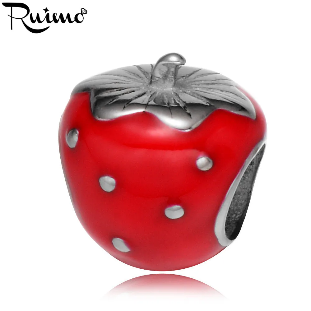 RUIMO Pan Style 316l бусины из нержавеющей стали в виде красной клубники Шамбала
