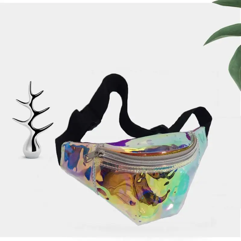 Забавная голографическая поясная сумка для женщин блестящий неоновый кошелек с
