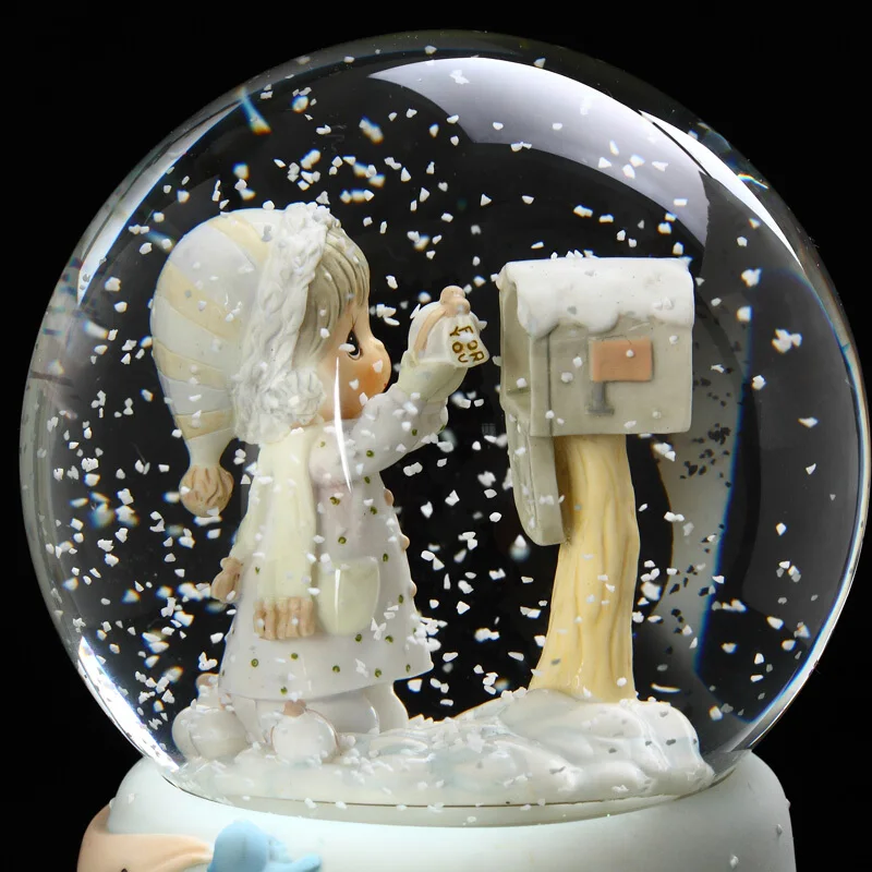 Girl mailbox postcard music box round crystal ball clockwork toy crafts home decorations girl gifts | Craft Toys