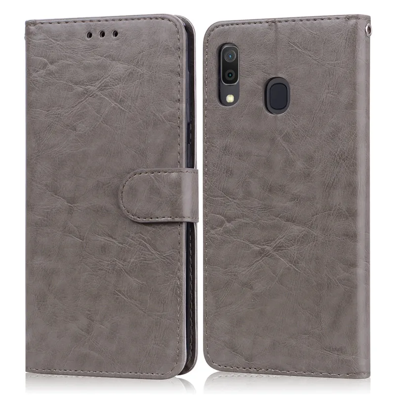 Gray Роскошный кожаный чехол-книжка для samsung A20, чехол-кошелек, чехол для телефона samsung Galaxy A20 A 20 SM-A205F A205 A205F, чехол - Цвет: Gray