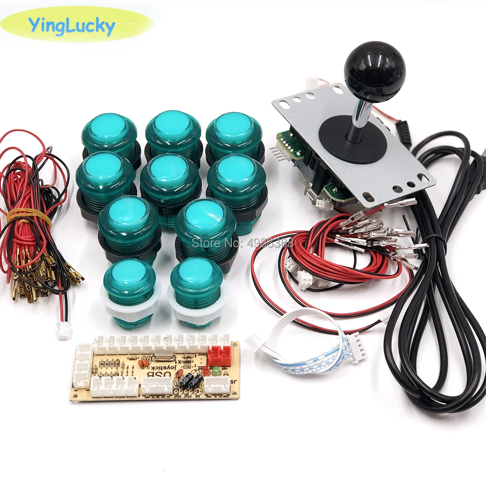 Yinglucky sanwa diy kit 2 игрока DIY аркадный джойстик игровые наборы с 20 светодиодный аркадных кнопок к USB кодировщик комплект аркадный