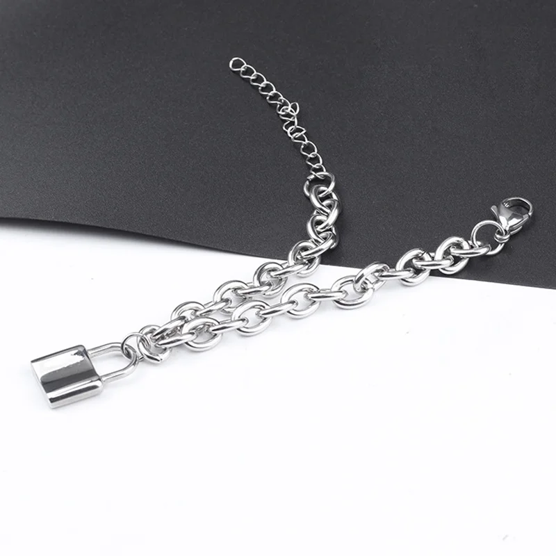 Браслет в стиле хип хоп Женский Цветной висячий замок из нержавеющей