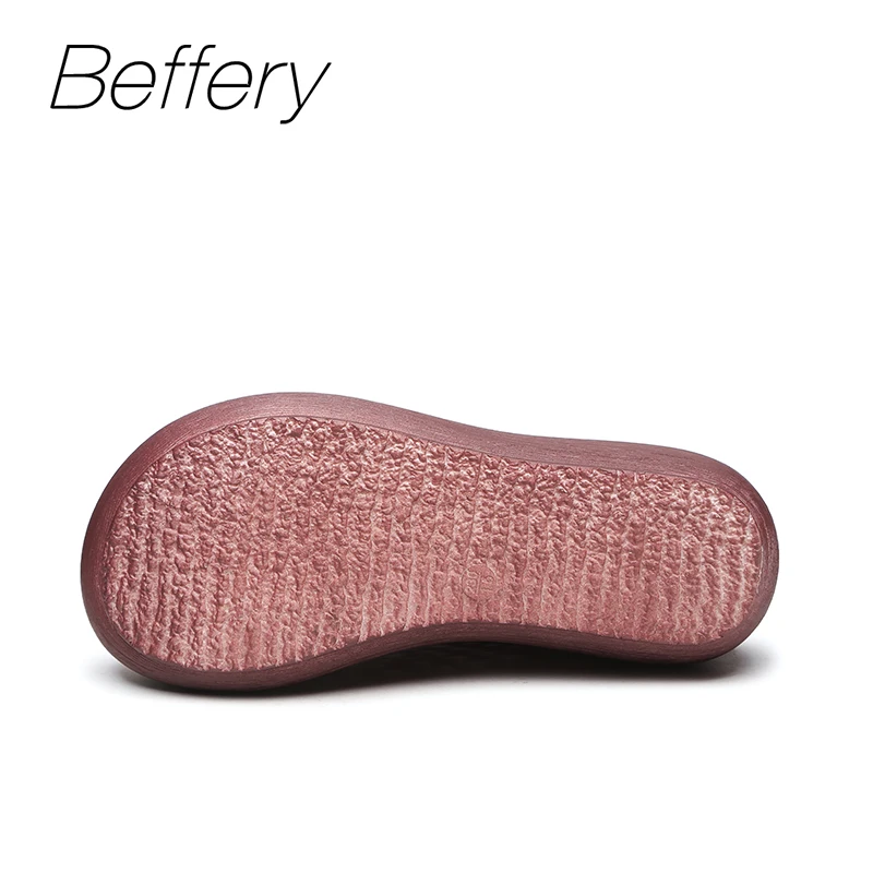 Beffery 2018 Summer Style Genuine Leather Women Shoes Super-soft Round toe Flat platform Thick bottom Casual | Обувь