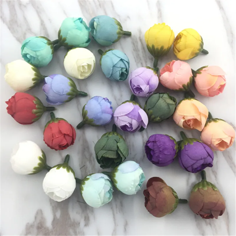 20 шт. шелковые маленькие чайные бутоны искусственные цветы для свадьбы украшение