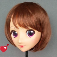cherry 01female sweet girl resin half head kigurumi crossdress cosplay japanese anime role lolita doll mask with eyes and wig