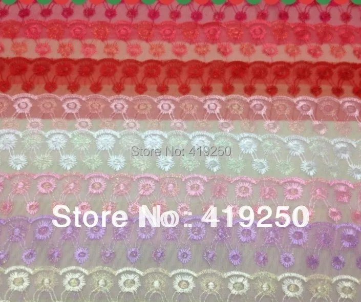 

10pcs 14.5yard various colors embroider scalloped Lace Fabric Trim DIY sewing cloth/doll Fabric width 80mm.