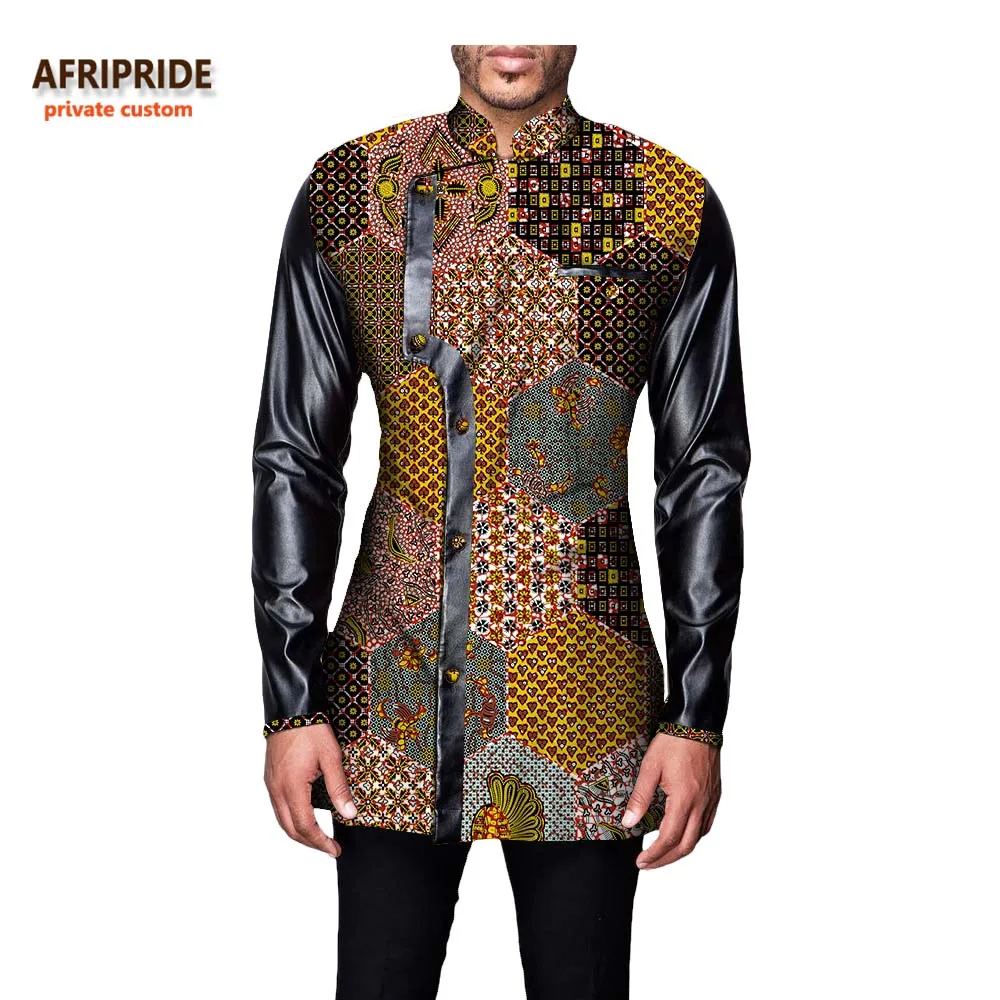 Африканская одежда осеннее Мужское пальто AFRIPRIDE с длинным рукавом однобортное повседневное пальто из хлопка и искусственного меха пэчворк A731404