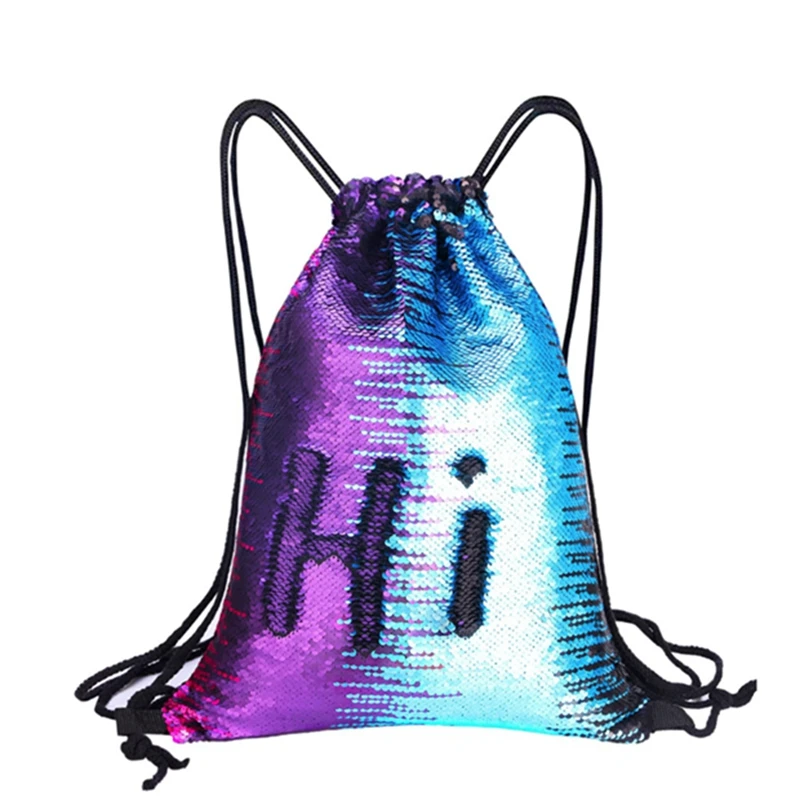 New sequins mixed color bundle pockets Outdoor sports fashion backpacks Mermaid four-color drawstring bags storage | Дом и сад