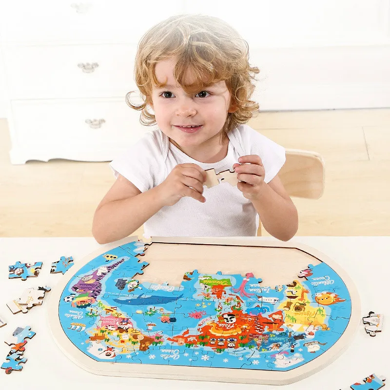45*30 см большая карта мира головоломка дети деревянные DIY игрушки Дети Раннее