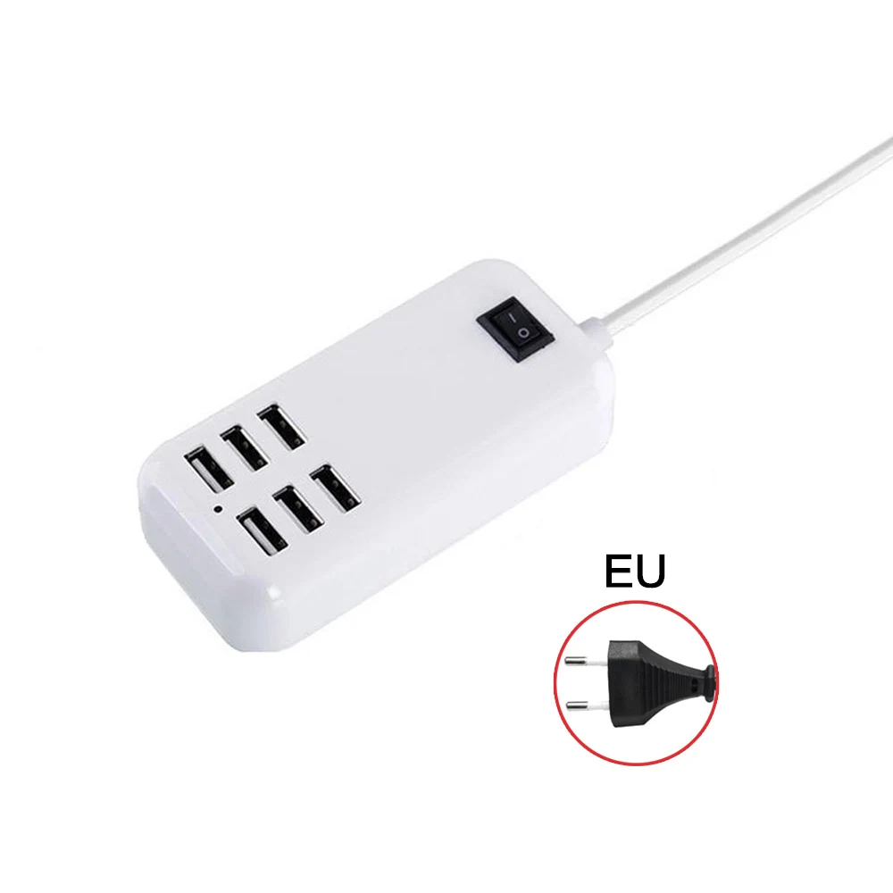 6-Порты USB Зарядное устройство Настольный смарт-адаптер с светодиодный светильник 5 V/3A Быстрая зарядка для iPhone X 8 iPad samsung для зарядки мобильного телефона - Тип штекера: EU plus 6 ports