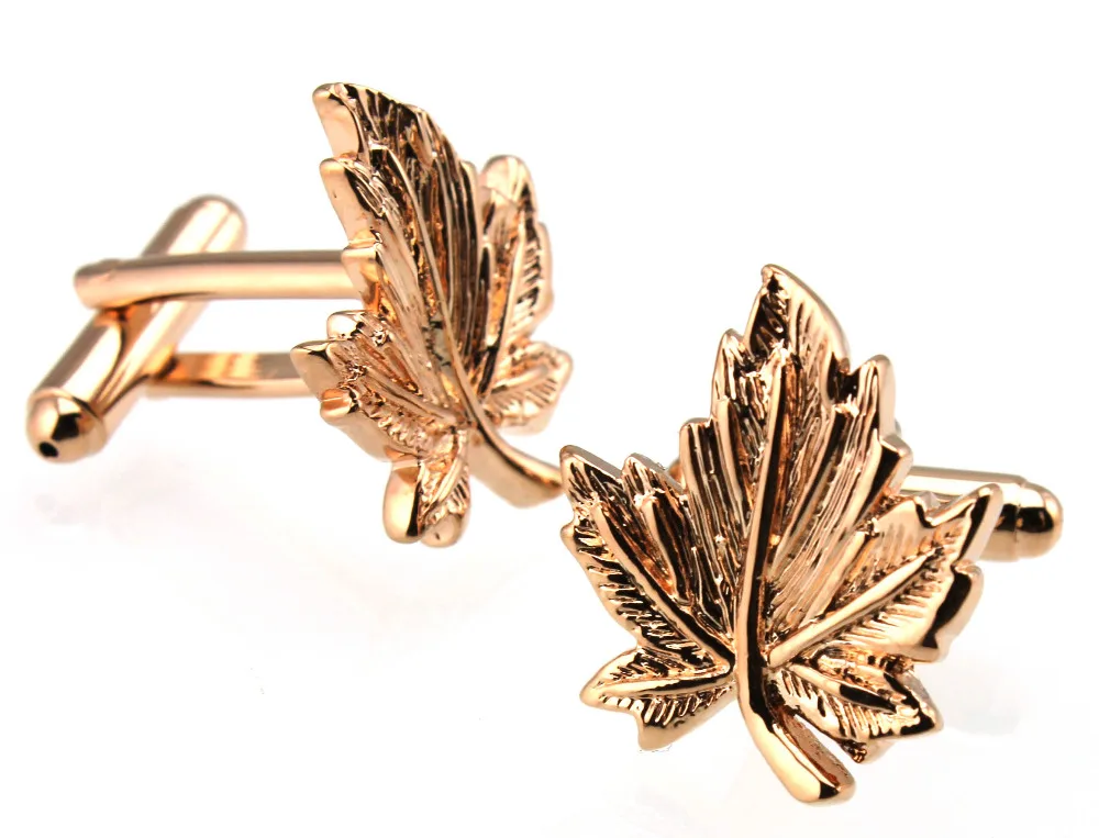 Sunnylink мужские запонки кленовый лист розовое золото для рубашки M3669 22 мм|gold cufflinks|f