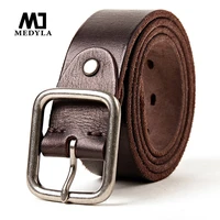 medyla mens genuine leather belt alloy buckle retro design high quality brand belt for men top cowhide production md605