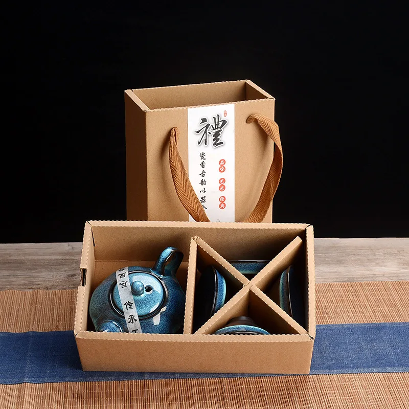 

Buddhist Mood Gift Sets, Chanyi Traditional Chinese Special Gift Travel Tea Set 5pcs In Pack Flat Mouth Tea Set