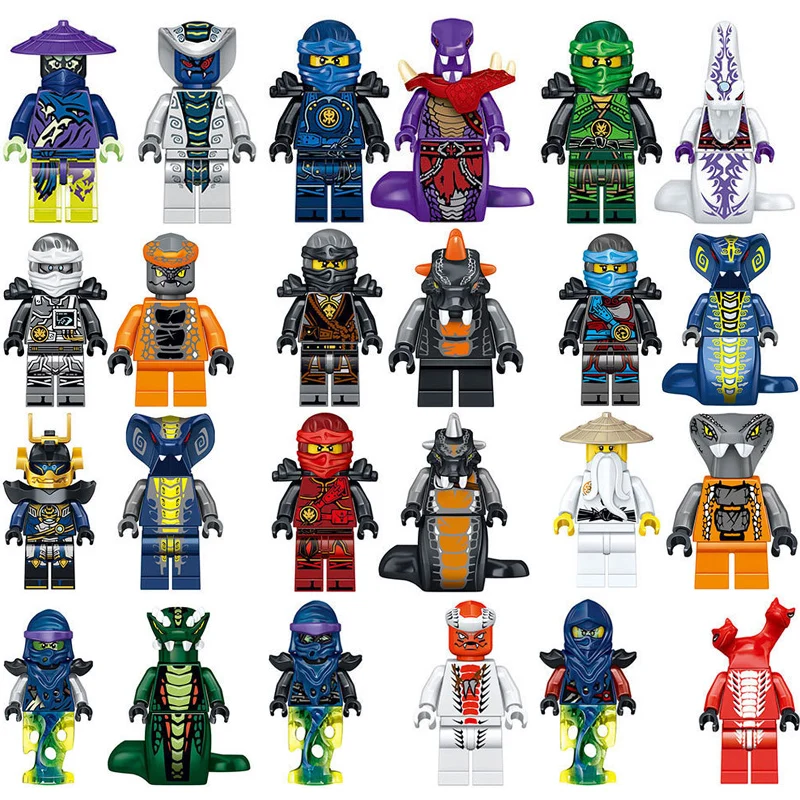 LELE 31035 24 шт фигурки Kai jay Cole Zane Lloyd Snake Pythor строительные блоки совместимы с ninjagoo Lys