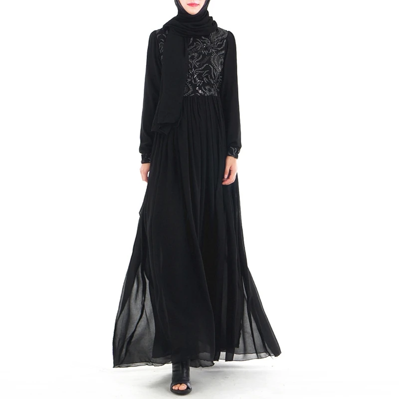 Мусульманское платье Рамадан Abaya 2019 кружевное длинное с блестками Саудовская