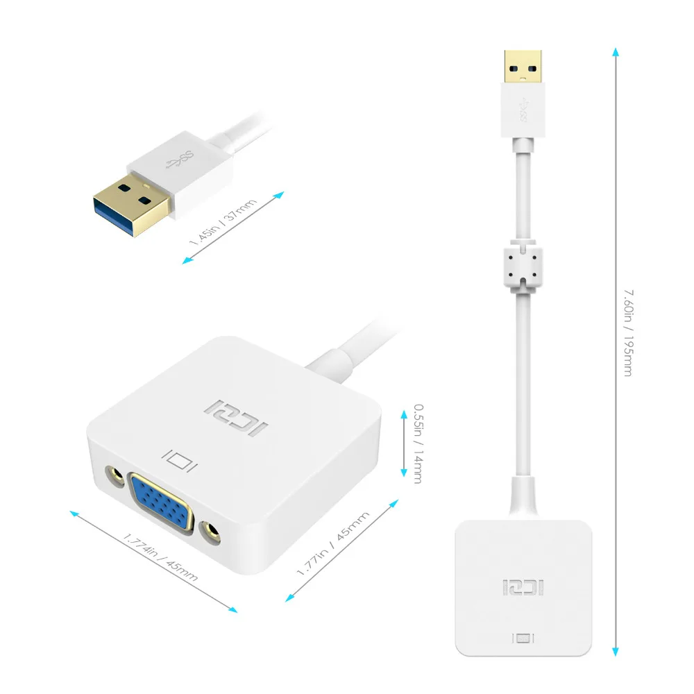 ICZI USB 3 0 на VGA адаптер мужчин и женщин опора для переходника максимальное