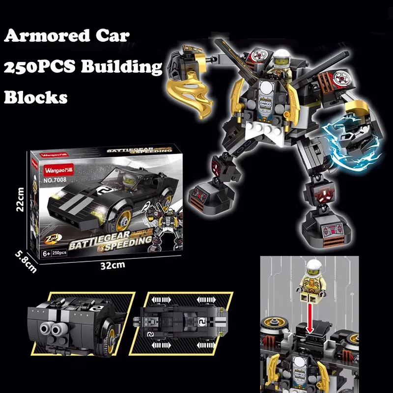 Legoed Трансформация Робот черный автомобиль кирпичики город строительные блоки