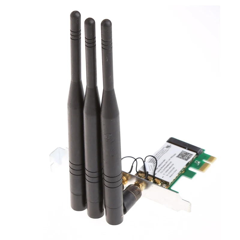 Сетевая карта 2,4/5 ГГц Высокая скорость 300 м настольная PCI-E беспроводная карта+ 3 2dBi Съемная Wifi антенна для ПК рабочего стола