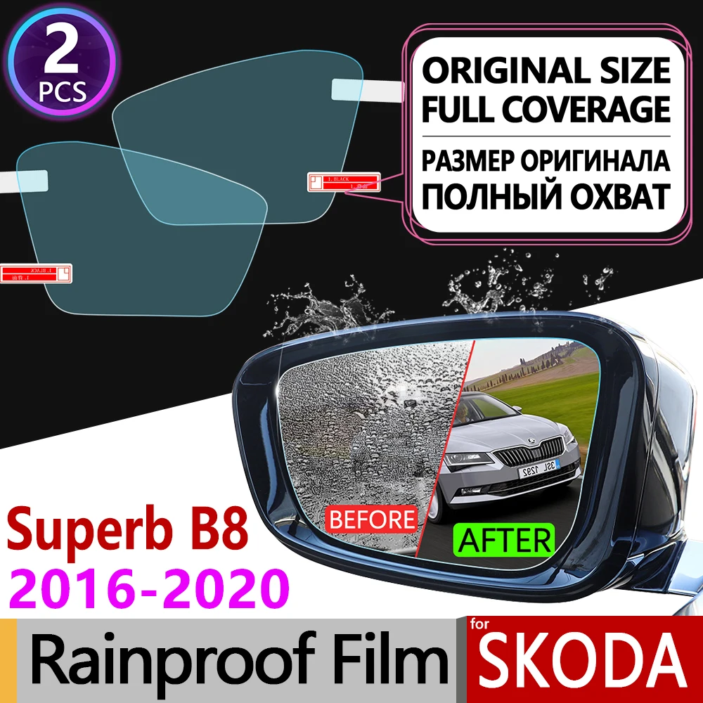 Полноэкранная противотуманная пленка для Skoda Superb 3 B8 3V 2016 ~ 2020 MK3 зеркала заднего