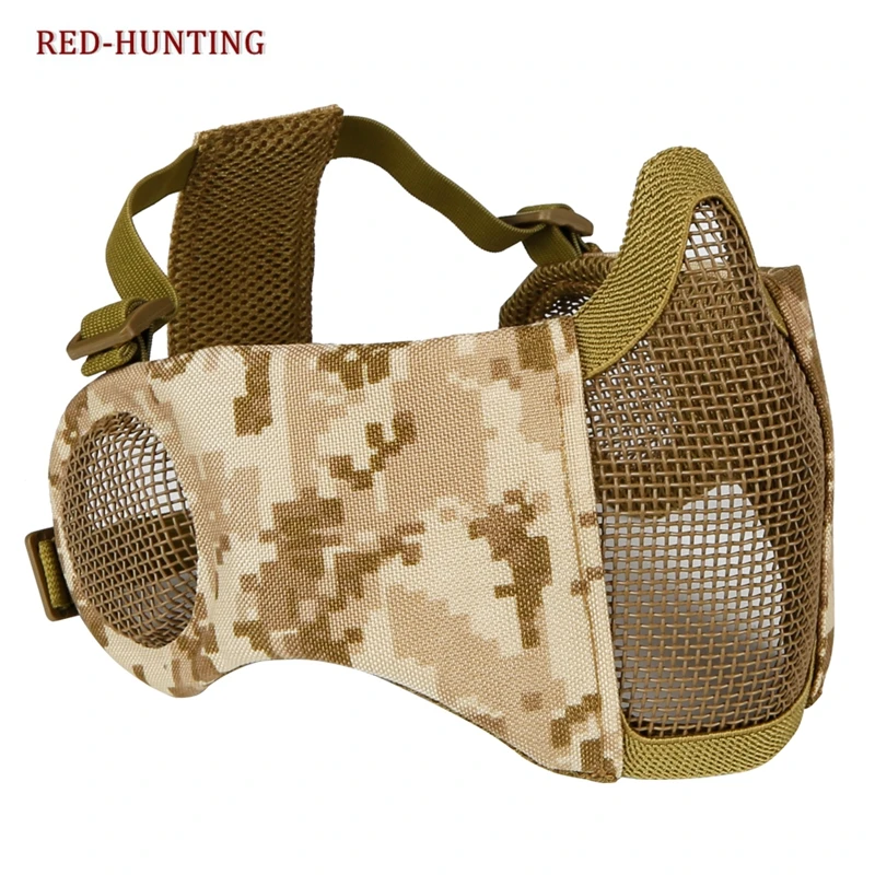 Tactical Foldable Mesh Mask With Ear Protection for Airsoft Paintball with Adjustable Elastic Belt Strap Accessories | Спорт и