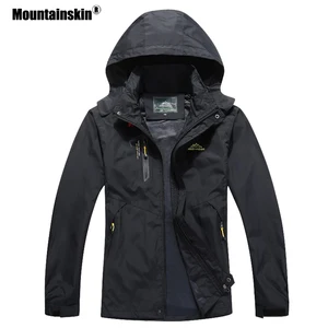 Мужская водонепроницаемая ветровка Mountainskin, повседневная куртка с капюшоном, размеры до 5XL, осень 2021