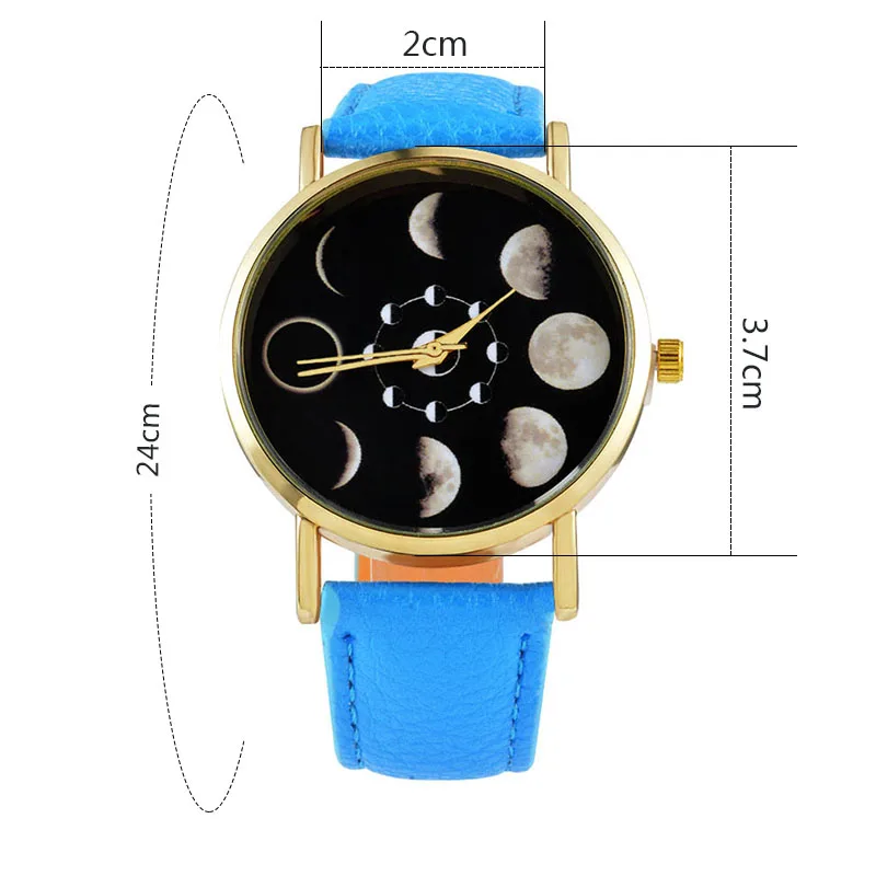 Женские часы часы женские наручные solar watch солнечные часы лунное затмение кожаный браслет бренд Geneva - Цвет: D blue